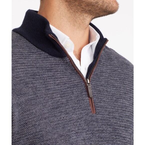 UNTUCKit Belguardo Birdseye Quarter Zip Merino Wool Sweater Men's size Large NWT - Picture 5 of 5